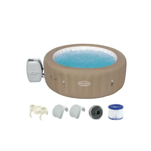 Picture of Pack BESTWAY Round Inflatable Spa - 6 seats - 196 x 71 cm - Lay-Z-Spa Palm Springs Airjet - Cup holders - 2 Headrests