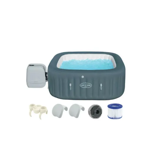 Picture of Pack BESTWAY Square Inflatable Spa - 6 places - 180 x 180 x 71 cm - Lay-Z-Spa Hawaii Hydrojet Pro - Cup holders - 2 Head