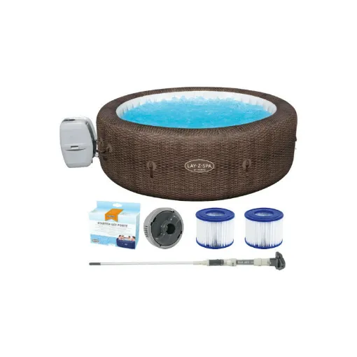 Picture of Pack BESTWAY Inflatable Spa round - 7 places - 216 x 71 cm - Lay-Z-Spa St Moritz Airjet - Vacuum cleaner - Aquascan - Wa