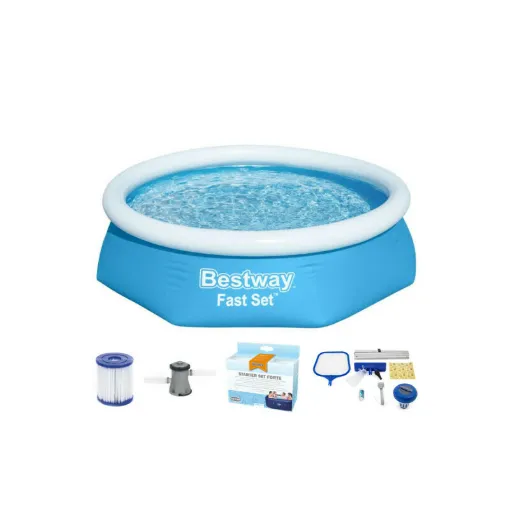 Picture of Pack BESTWAY Self-supporting round pool - Fast Set - 244 x 61 cm - Water treatment kit - Maintenance accessories set