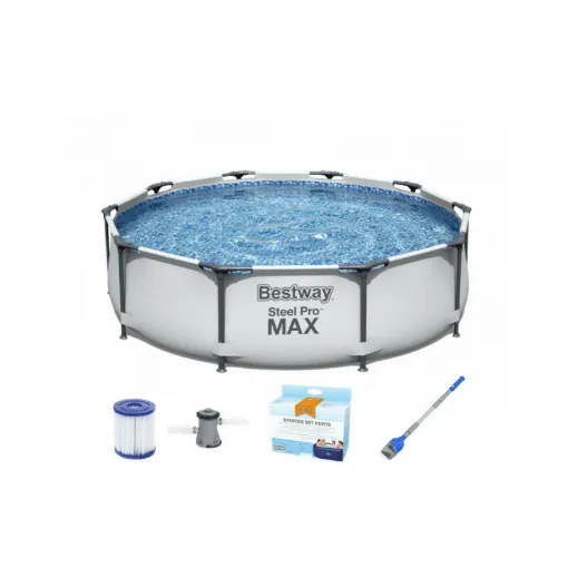 Picture of Pack BESTWAY Round Tubular Pool - Steel Pro Max - 305 x 76 cm - Cordless vacuum cleaner - Water treatment kit