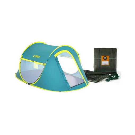 Picture of Pack Camping - Automatic tent BESTWAY 2 places - 235 x 145 x 100 cm - Camping Ground Cover FUN&GO Green - 3 x 3 m