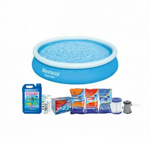 Picture of Pack Self-supporting swimming pool - 366 x 76cm - 5377L - Berling'o - Ravatop Algicide 12 % - Products for pH - Ecodoses