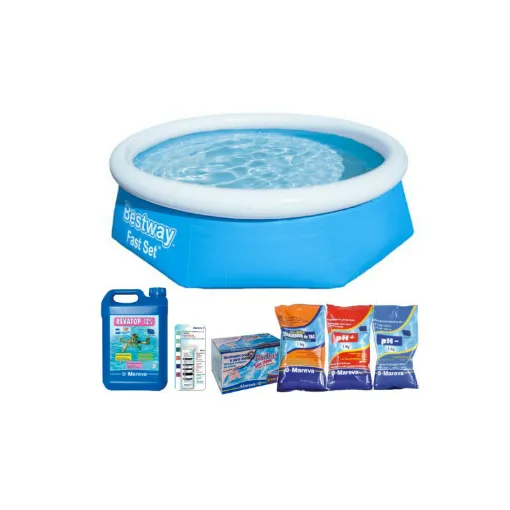 Picture of Pack Self-supporting pool - 244 x 66cm - 2100L - Berling'o - Algicide Ravatop 12 % - Products for pH - Ecodoses TAC