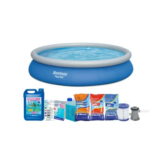 Picture of Self-supporting pool pack - 457 x 122 cm - 13 807 L - Rev Aqua Kit - Ravatop Algicide 12 % - pH products - TAC Ecodoses