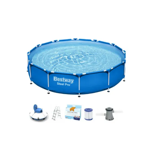 Picture of Pack BESTWAY Round Tubular Swimming Pool - Steel Pro Max - 366 x 100 cm - Frisbee autonomous vacuum cleaner - Water trea