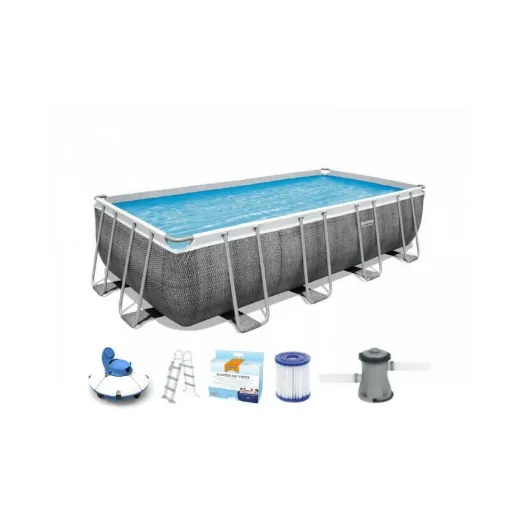 Picture of Pack BESTWAY Rectangular tubular pool - Power Steel - 488 x 244 x 122 cm - Robot vacuum cleaner Frisbee - Water treatmen