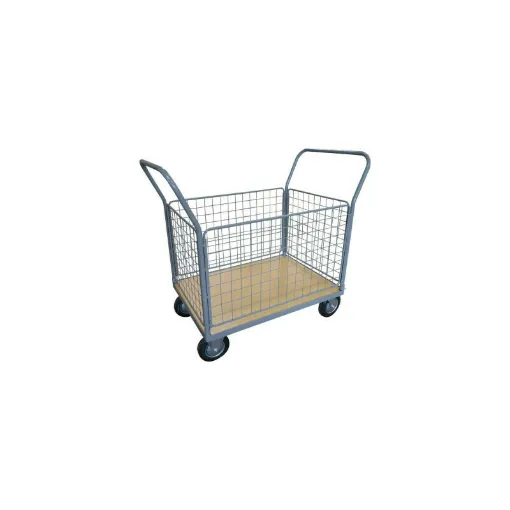 Picture of Trolley 250 kg wooden tray 1 backrest - 4 sides 1000x700 mm