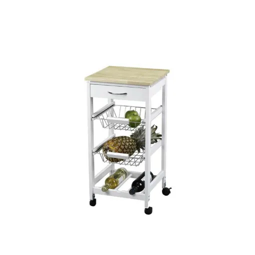 Picture of KIT CLOSET kitchen trolley - White and wood - 76 x 37 x 37 x 37 cm