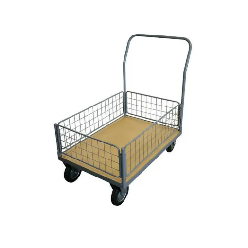 Picture of Warehouse trolley - wooden top - 4 low backs - 500 kg