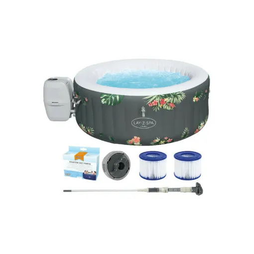 Picture of Pack BESTWAY Inflatable Spa round - 3 places - 170 x 66 cm - Lay-Z-Spa Aruba Airjet - Vacuum cleaner - Aquascan - Water