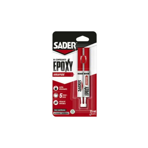 Picture of SADER rapid bi-component epoxy adhesive in syringe - 25ml