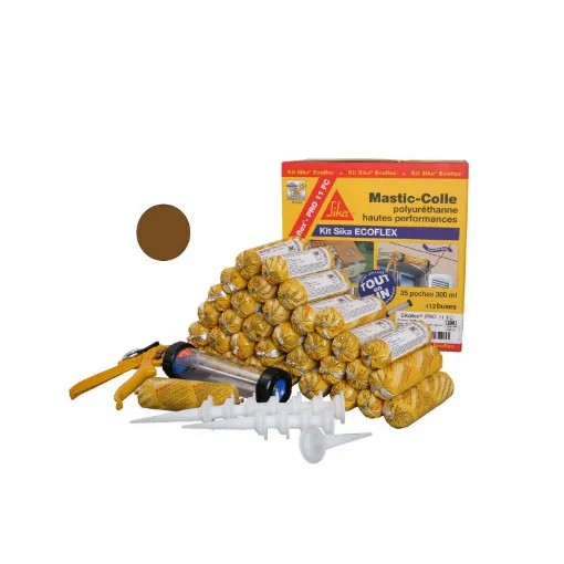 Picture of SIKA Quick Set All-In-One Putty Kit Sika Ecoflex Kit - Brown - 35 Sikaflex PRO 11 FC Refills