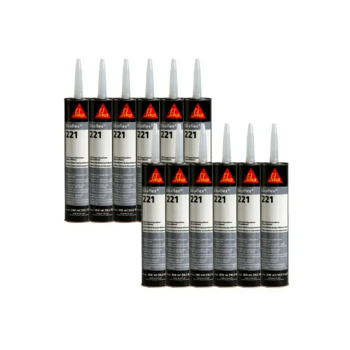 Picture of Set of 12 SIKA Sikaflex 221 Multi-Purpose Mastic Glue - White - 300ml