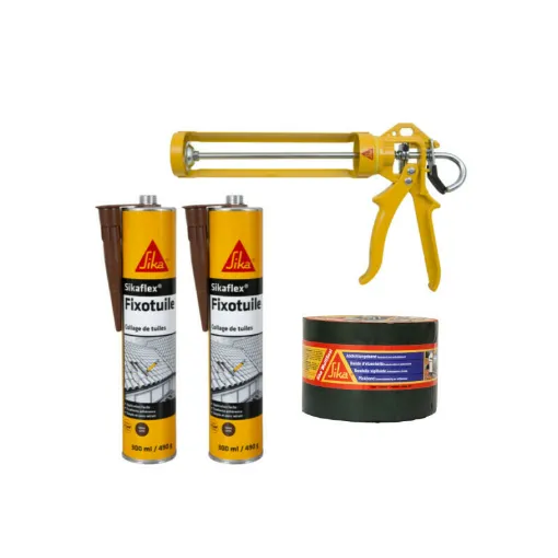 Picture of SIKA kit tile covering Bituminous sealing tape - Soft mastic glue 300ml x2 - Manual gun for cartridges