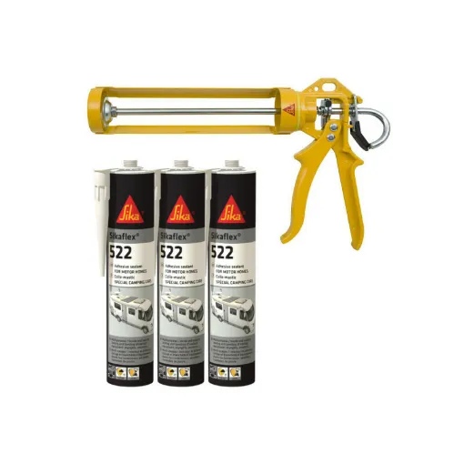 Picture of SIKA Caravan Pack - 3 Sikaflex 522 Caravan 300ml mastic adhesives - MK2 EVO 300ml manual gun