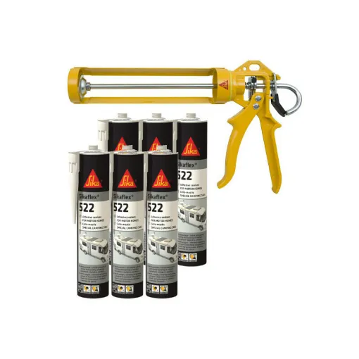 Picture of SIKA Caravan Pack - 6 Sikaflex 522 Caravan 300ml mastic adhesives - MK2 EVO 300ml manual gun