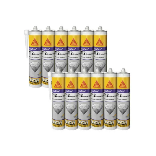 Picture of Set of 12 SIKA Sikaflex-112 Crystal clear mastic adhesives - Transparent - 290ml