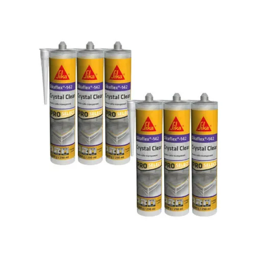 Picture of Set of 6 SIKA Sikaflex-142 Crystal clear mastic adhesives - Transparent - 290 ml