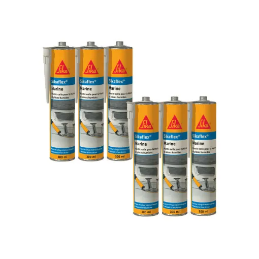 Picture of Set of 6 SIKA mastic adhesives - Sikaflex Marine - Black - 300ml