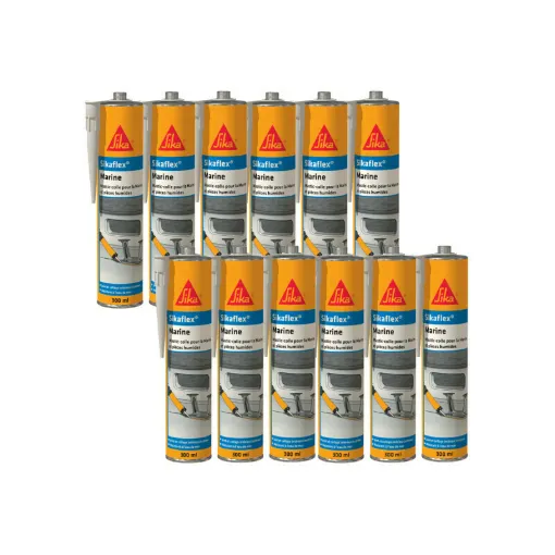 Picture of Set of 12 SIKA mastic adhesives - Sikaflex Marine - Black - 300ml