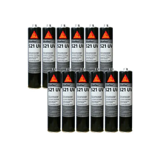 Picture of Set of 12 SIKA Sikaflex 521 UV hybrid adhesive-mastic - Black - 300ml