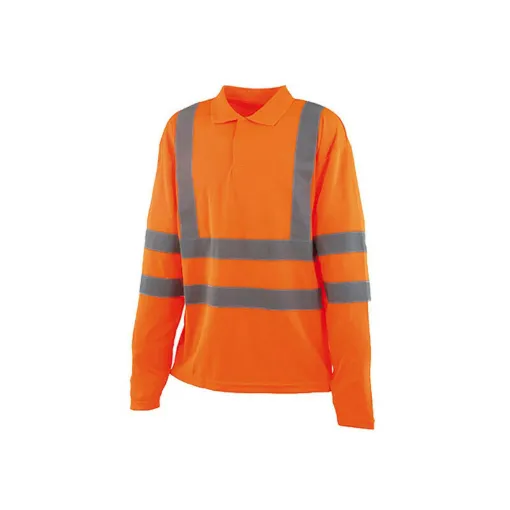 Picture of High Visibility Polo Shirt - Long Sleeves - Neon Orange - 2XL