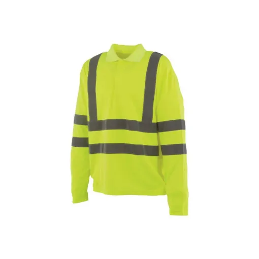 Picture of High Visibility Polo Shirt - Long Sleeves - Neon Yellow - M