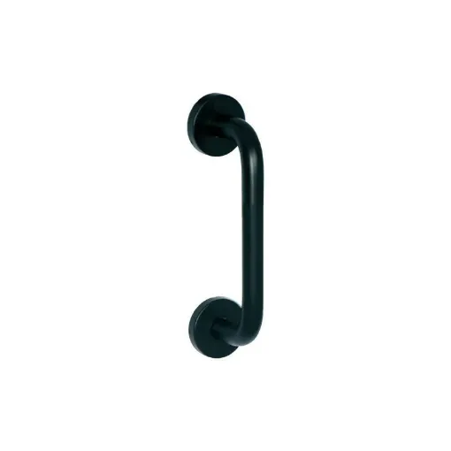 Picture of Pulling handle on round rose - solid black anodized aluminium - 200mm