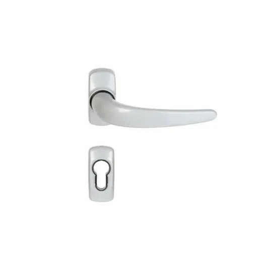 Picture of Door handle on rosettes gray Stellus with cylindrical hole Klose Besser