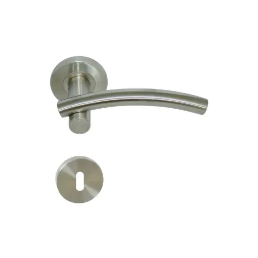 Picture of Handles model Leognan with round keyed roses - stainless steel 304 brushed matt x2