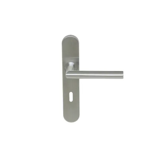 Picture of Handle on stainless steel plate - Pomerol Plate - With key hole - Brushed finish