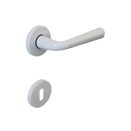 Picture of Door Handle with Round Rosette with Key SEVEN ITALIA Zamak - Matte white finish - 50x136x57mm