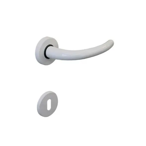 Picture of Door Handle with Round Rosette with Key SEVEN ITALIA Zamak - Matte white finish - 45x130x69mm