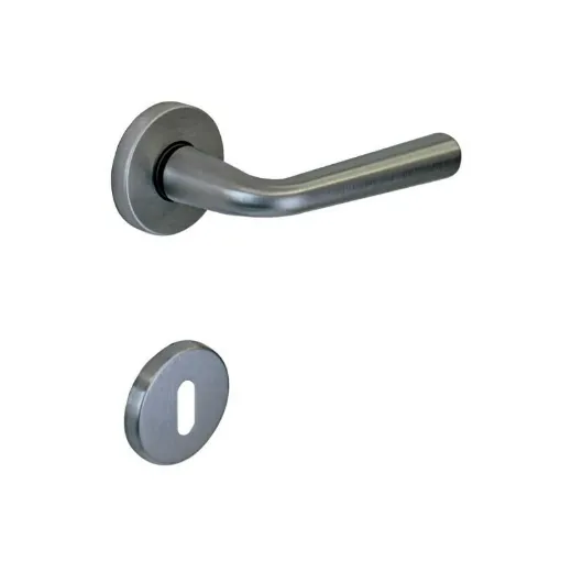 Picture of Door Handle with Round Rosette with Key SEVEN ITALIA Zamak - Satin Chrome Finish - 50x136x57mm