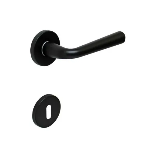 Picture of Door Handle with Round Rosette with Key SEVEN ITALIA Zamak - Matte black finish - 50x136x57mm