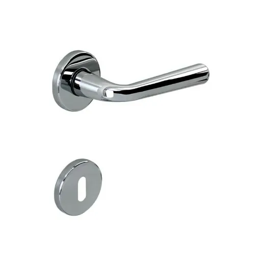 Picture of Door Handle with Round Rosette with Key SEVEN ITALIA Zamak - Polished Chrome Finish - 50x136x57mm