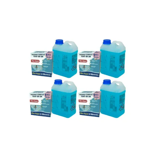 Picture of Set of 4 Rev-Aqua MAREVA complete treatment kits for pools from 18 to 30 m3 - 4 months