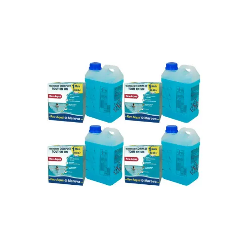 Picture of Set of 4 Rev-Aqua MAREVA complete treatment kits for pools from 30 to 60 m3 - 4 months