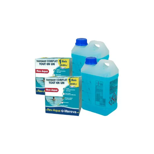 Picture of Set of 2 Rev-Aqua MAREVA complete treatment kits for pools from 30 to 60 m3 - 2 months