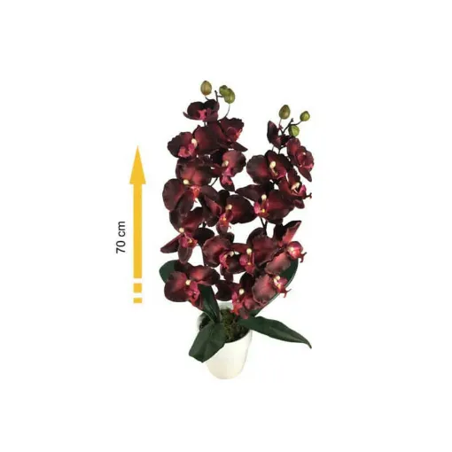 Picture of artificial composition burgundy orchid 2 stems 70cm