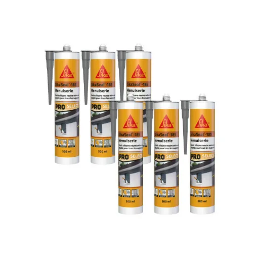 Picture of Pack of 6 SIKA Sikaseal-185 Carpentry Silicone Sealants - Grey - 300ml