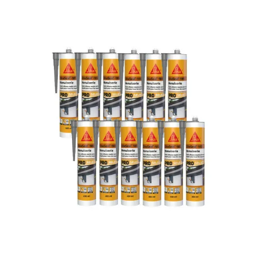 Picture of Pack of 12 SIKA Sikaseal-185 Carpentry Silicone Sealants - Grey - 300ml