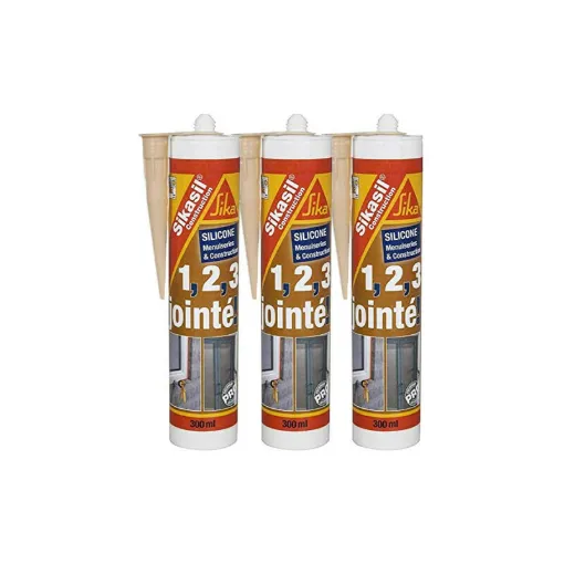 Picture of Set of 3 SIKA Sikasil construction silicone sealants - Beige - 300ml