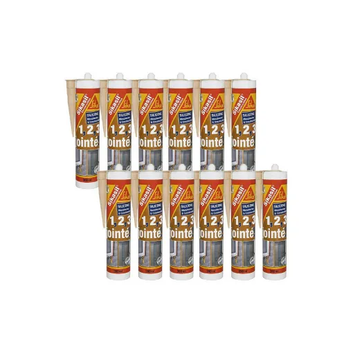 Picture of Set of 12 SIKA Sikasil construction silicone sealants - White - 300ml