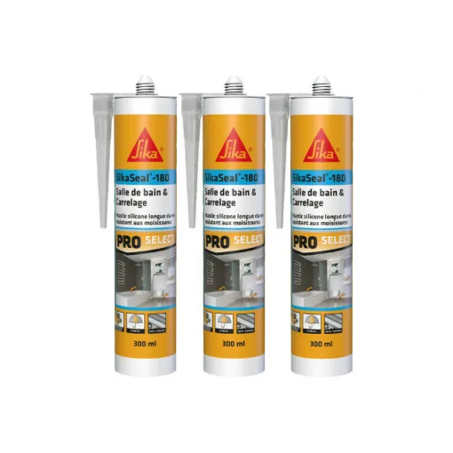 Picture of Set of 3 SIKA Sikaseal-180 Bathroom & Tiling Silicone Sealants - Transparent - 300ml