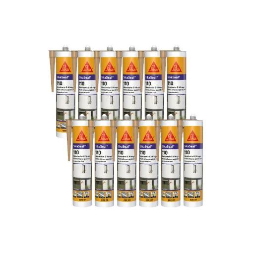 Picture of Set of 12 SIKA SikaSeal 110 Silicone Sealants for Windows & Glazing - Stone Beige - 300ml