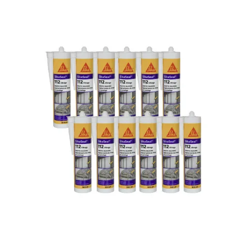 Picture of Set of 12 Special Glass Silicone Sealants - SIKA SikaSeal 112 Glazing - Black - 300ml