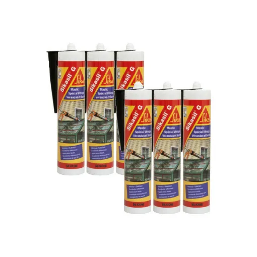 Picture of Set of 6 elastic silicone sealants - SIKA Sikasil G - Grey - 300ml