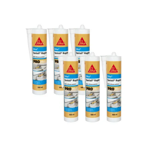 Picture of Set of 6 SIKA Sanisil Rapide anti-mould silicone sealants - White - 300ml